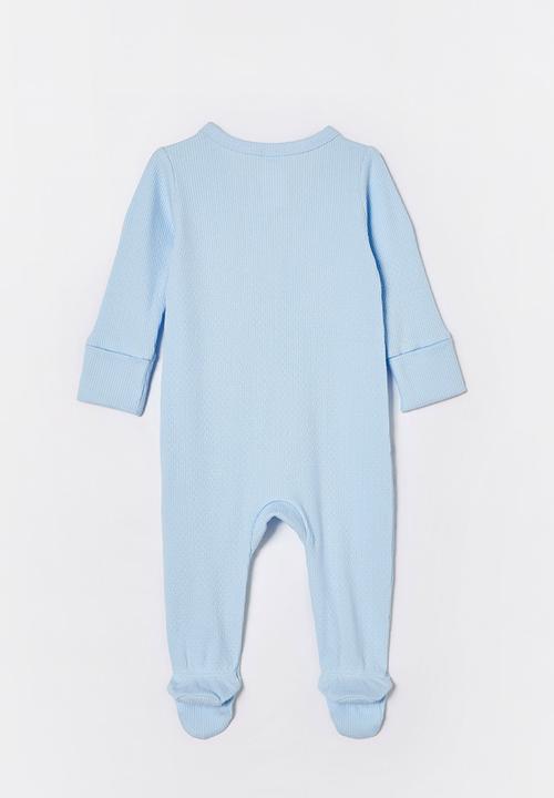 Cotton On - Organic pointelle zip romper - white water blue