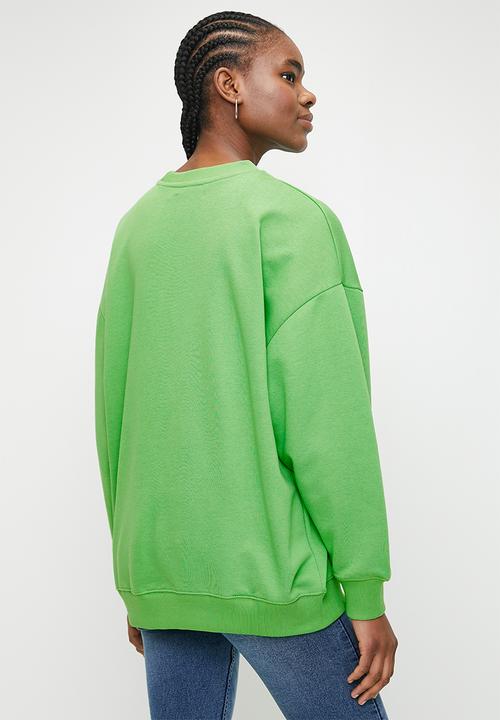 French Connection - Fcuk Oversized Sweater - Poise Green & White