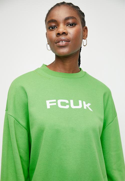 French Connection - Fcuk Oversized Sweater - Poise Green & White