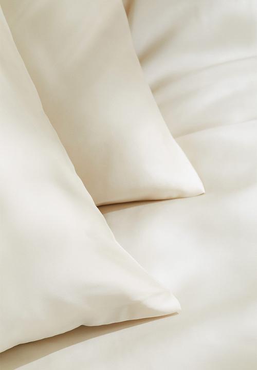 H&M - Satin double/king duvet cover set - light beige 