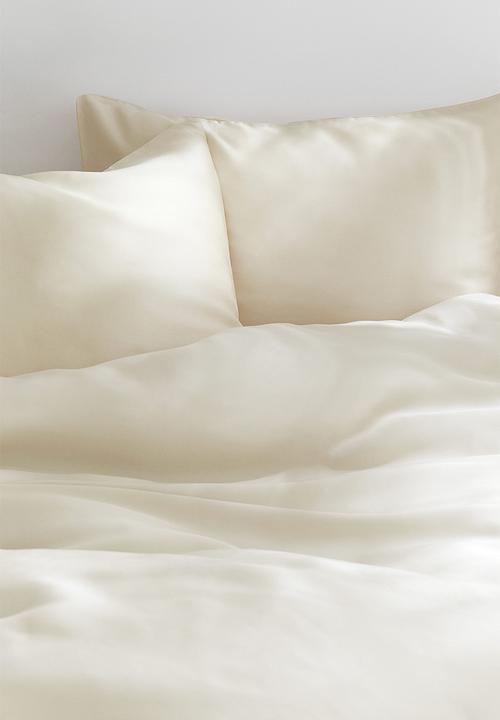 H&M - Satin double/king duvet cover set - light beige 