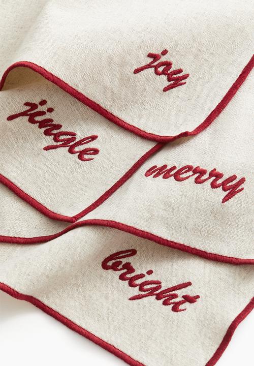 H&M - 4-Pack embroidered napkins - beige