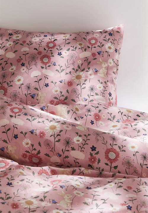 H&M - Patterned single duvet cover set - light pink patterned