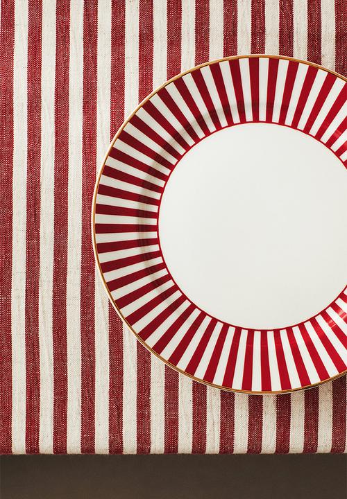 H&M - Porcelain medium plate - red & striped 