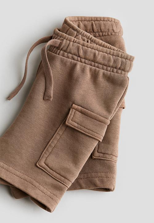 H&M - Washed-look sweatshirt cargo shorts - brown