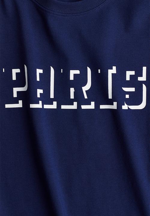 H&M - Printed cotton t-shirt - dark blue & paris