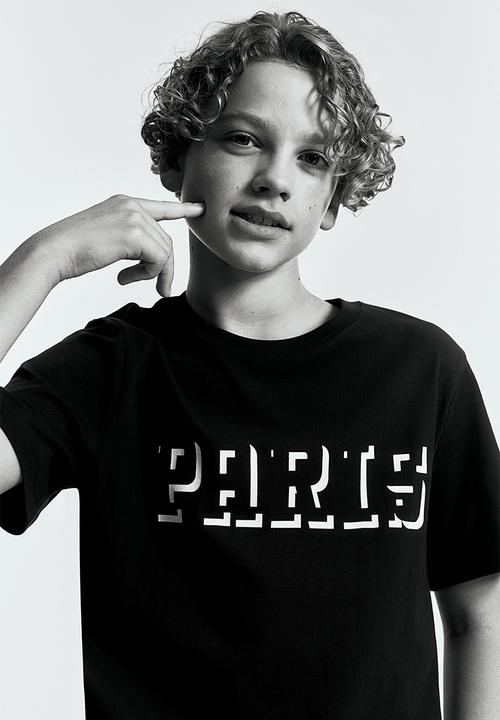 H&M - Printed cotton t-shirt - dark blue & paris