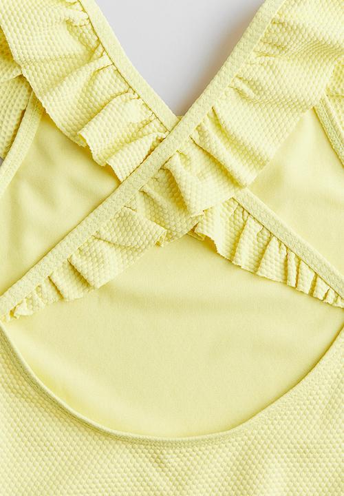 H&M - Flounce-trimmed swimsuit - light yellow 