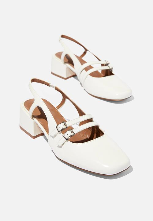 Cotton On - Bonnie Slingback Block Heel - Ecru Gloss