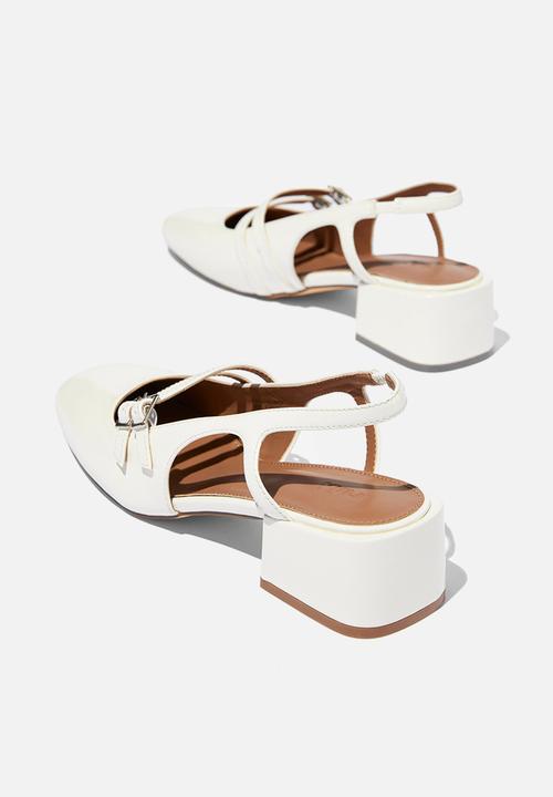Cotton On - Bonnie Slingback Block Heel - Ecru Gloss
