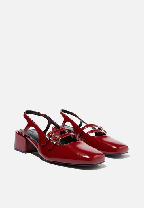 Cotton On - Bonnie slingback block heel - deep red gloss