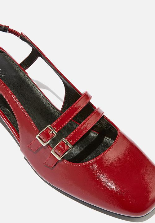 Cotton On - Bonnie slingback block heel - deep red gloss