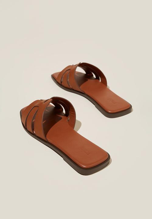Cotton On - Sierra woven slide - burnished tan