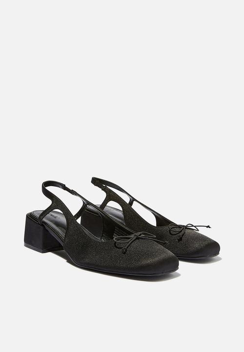 Cotton On - Betty Ballet Block Heel - Black Satin