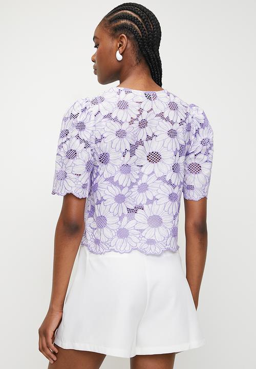 Me&B - Bow Top  In Anglaise Lilac - Lilac