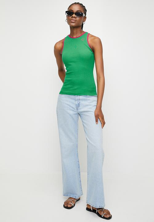 Me&B - Contrast Binding Rib Vest - Pink & green