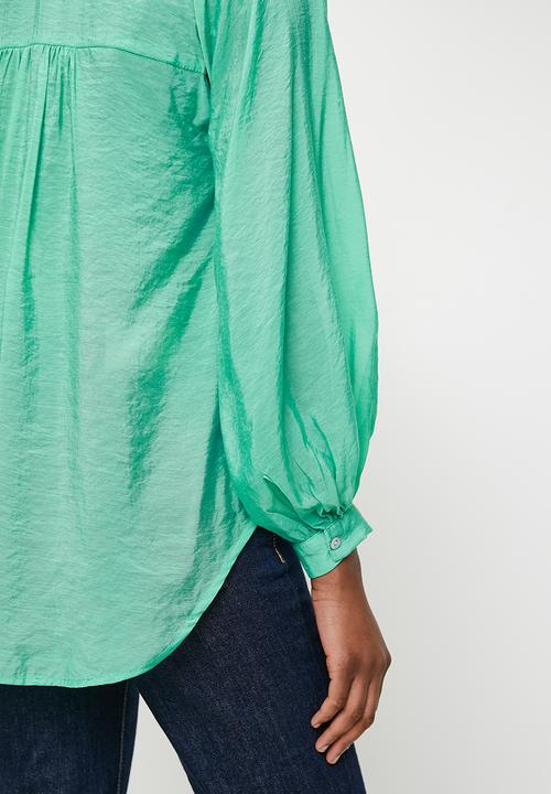 Me&B - The Sheer Bellow Sleeve Shirt  - Seafoam