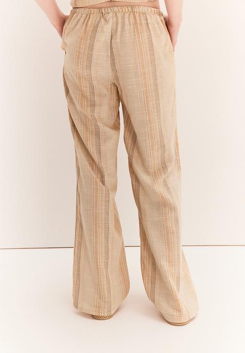 H&M - Linen-blend pull-on trousers - beige striped