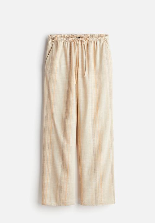 H&M - Linen-blend pull-on trousers - beige striped