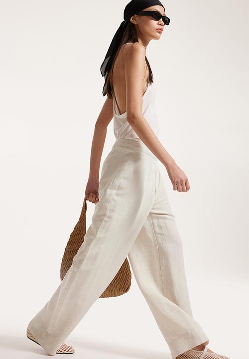 H&M - Linen-blend trousers - natural white