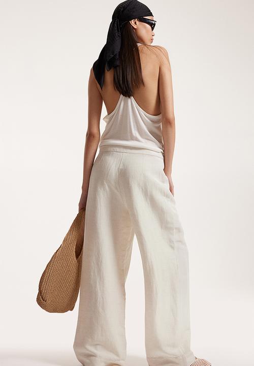 H&M - Linen-blend trousers - natural white