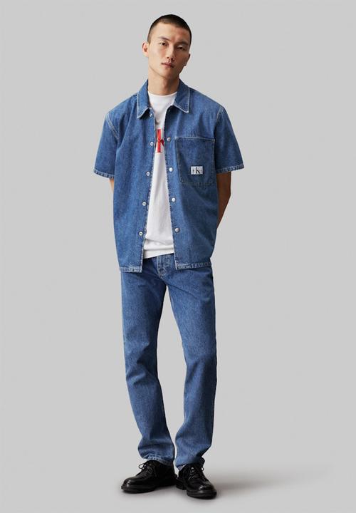 Calvin Klein - CAMP Denim Short Sleeve Shirt - Denim Medium