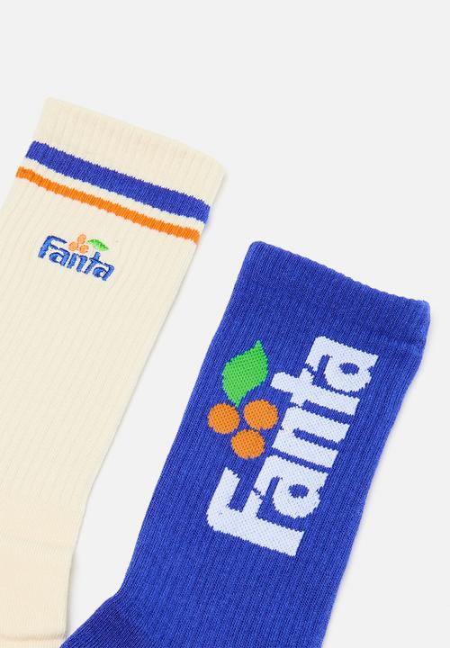 Foot-ies - Fanta sneaker sock 2 pack - white & blue