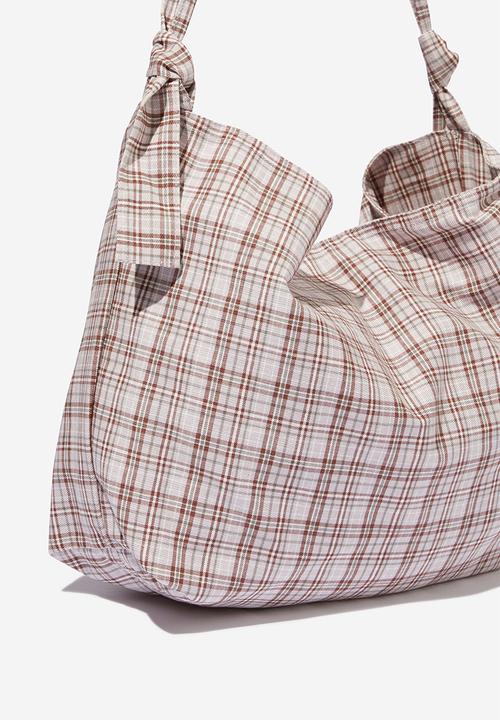 Rubi - Alex knotted slouchy tote - astrid check canvas