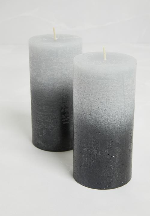 H&S - Dip dye pillar candle set of 2 - grey