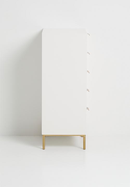 Sixth Floor - Theo rattan 5 drawer - Natural & white