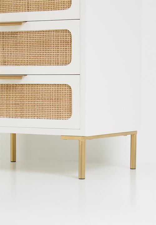 Sixth Floor - Theo rattan 5 drawer - Natural & white