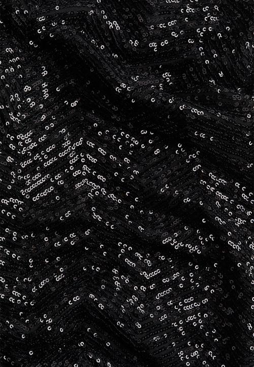 H&M - Sequined trousers - black herringbone-patterned