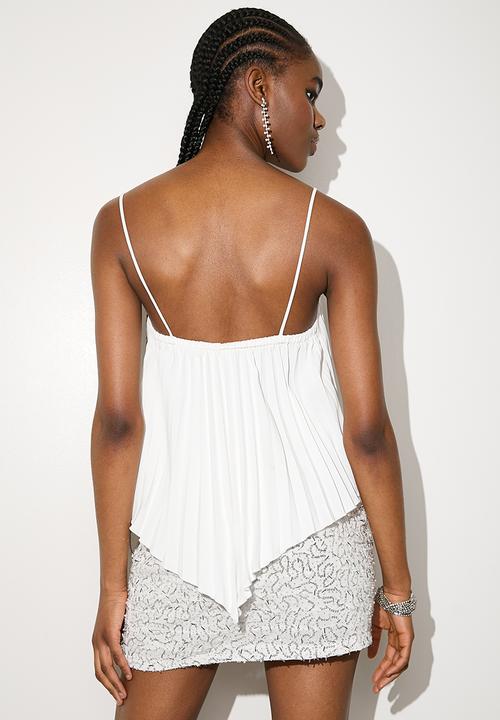 VELVET - Pleated asym hem cami - white