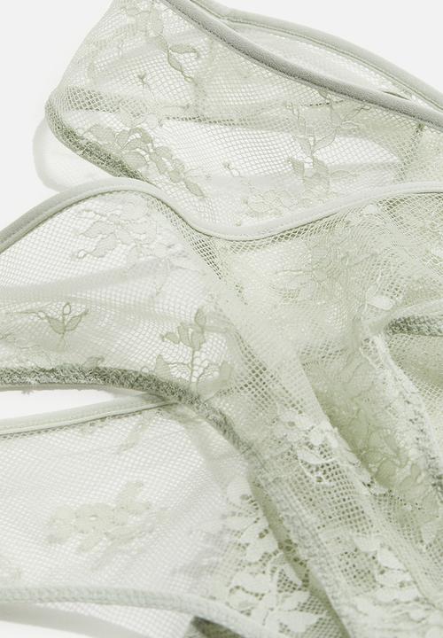 H&M - 2-Pack lace brazilian briefs - light sage green