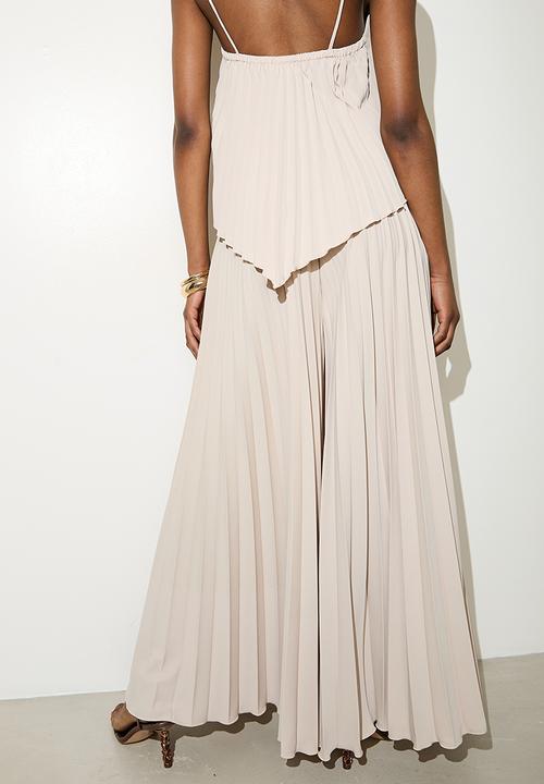 VELVET - Printed pleated palazzo - neutral