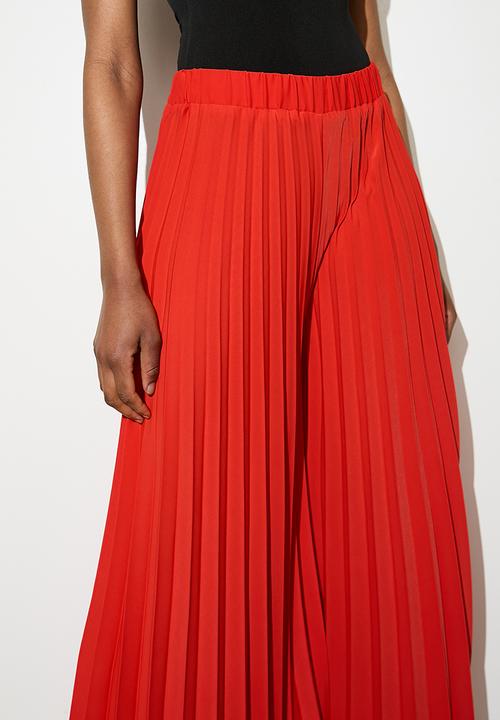 VELVET - Printed pleated palazzo - red