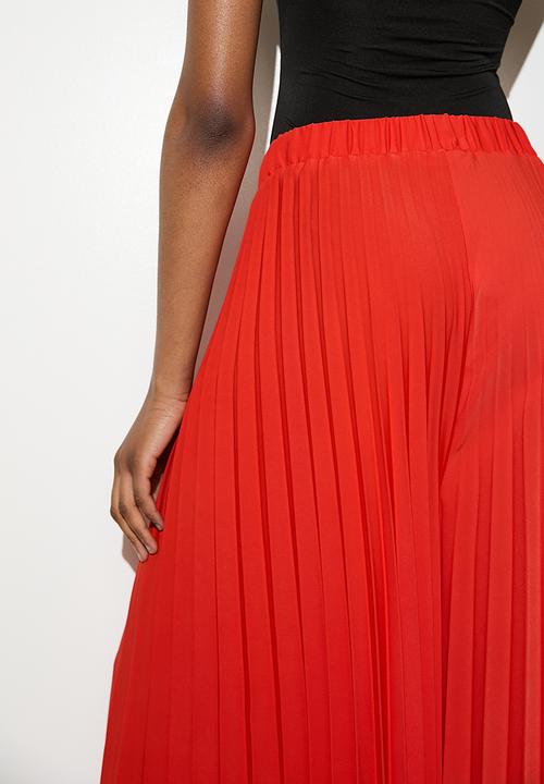 VELVET - Printed pleated palazzo - red
