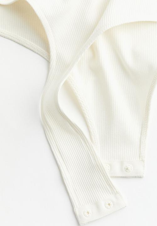 H&M - Ribbed thong body - white