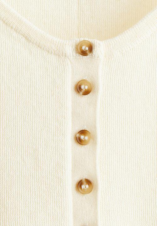 H&M - Fine-knit button-front vest top - cream