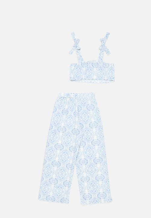 Pop Candy - Crop top and pants set - light blue