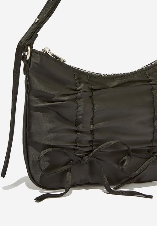 Rubi - Aries collection bag - ruched bows/black satin