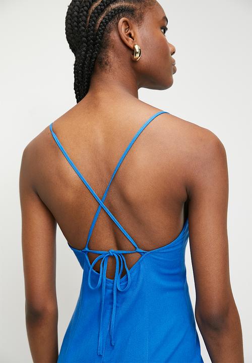 Superbalist - Linen blend cami column dress - blue