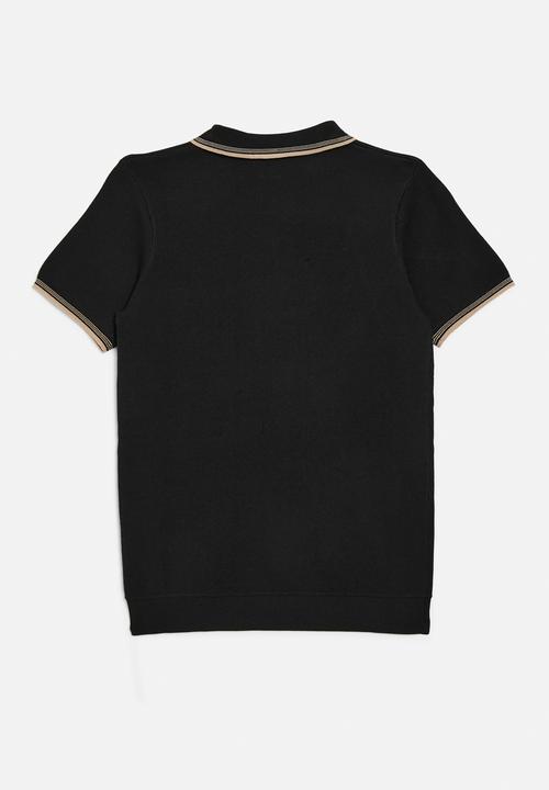POLO - Boys scott short sleeve qtr zip golfer - black