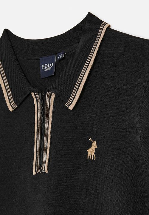 POLO - Boys scott short sleeve qtr zip golfer - black