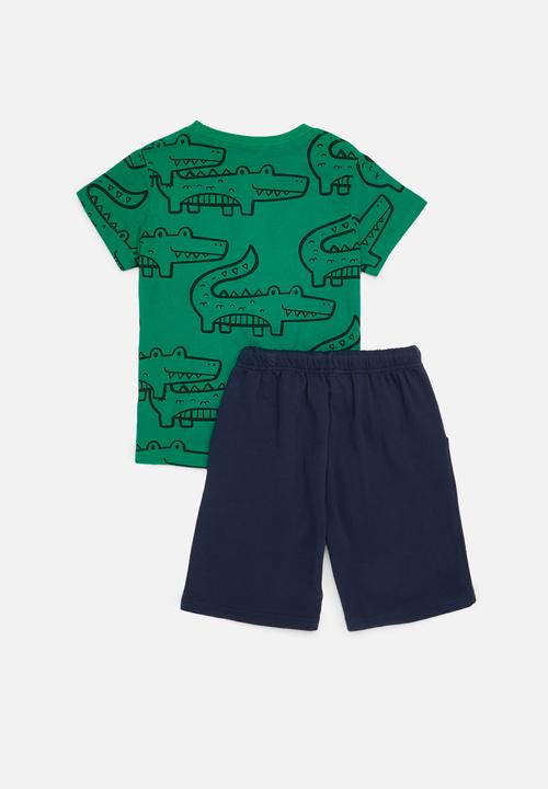 Pop Candy - Dino tee & short set - green & navy