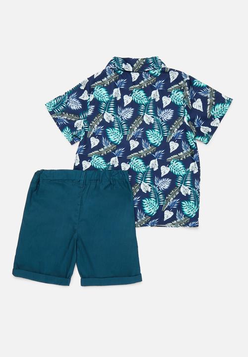 Pop Candy - Resort shirt & short set - blue
