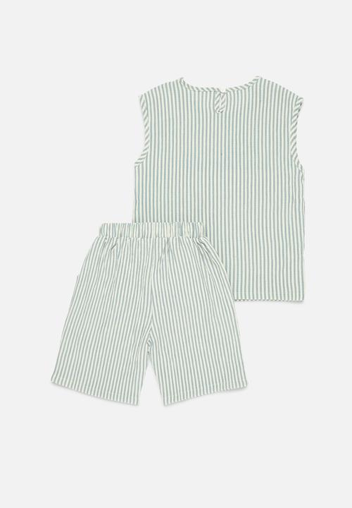 Pop Candy - Striped top & short set-blue