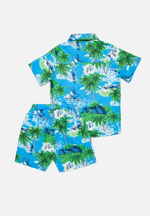 Pop Candy - Resort shirt & short set - blue
