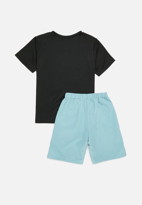 Pop Candy - Printed tee & short set - black & blue