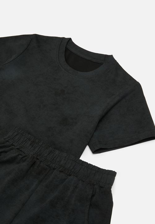 Pop Candy - Tee & cargo short set - black